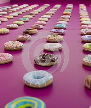 Donuts. Pink background.