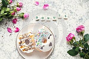 Donuts with pink roses