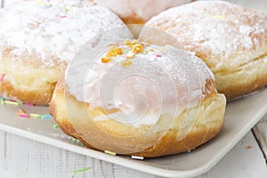 Donuts and powdered sugar