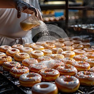 Donuts Production Line, Food Industry, Working on Automated Production Lines in Donuts Factory