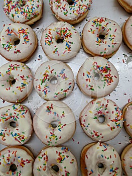 Donuts for sale in the shop at the bazaar.