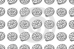 Donuts seamless pattern black and white line