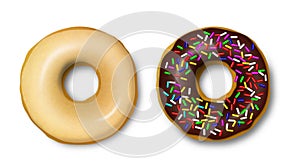 Donuts set isolated on a White Background with clipping path