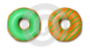 Donuts set isolated on a White Background with clipping path