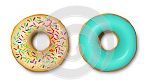 Donuts set isolated on a White Background with clipping path