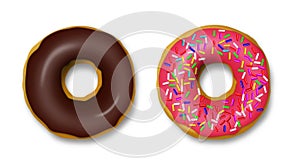 Donuts set isolated on a White Background with clipping path