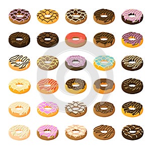 Donuts set volume 1. Vector.
