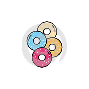 Donuts sweet and candies icon line fill