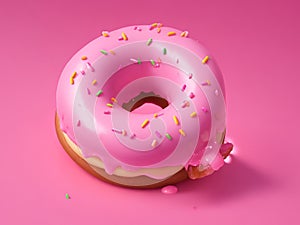 Donuts topped with colorful icing The pink background