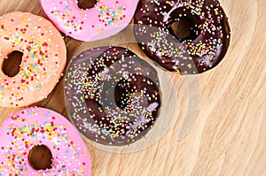 Donuts on wooden.
