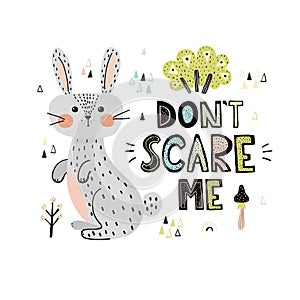 Donâ€™t Scary Me print with a cute rabbit