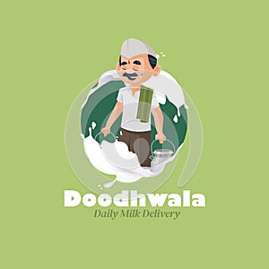 Doodhwala daily milk delivery vector mascot logo