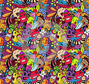 Abstract Doodle Pattern Color Version Vector Design