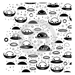 doodle alien ufo space hand draw illustration sketch hand draw