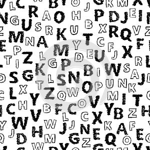 Doodle alphabet vector seamless background