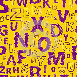 Doodle alphabet vector seamless background