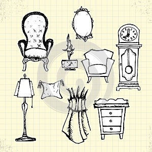 Doodle Antique Furniture on Paper