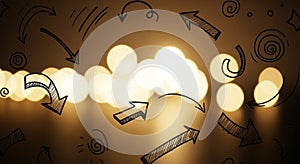 Doodle Arrows and Bokeh Lights - Abstract Concept of Direction and Choice