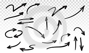 Doodle abstract curved arrows line vector icons photo