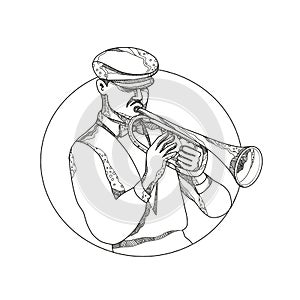 Jazz Musician Playing Trumpet Doodle Art