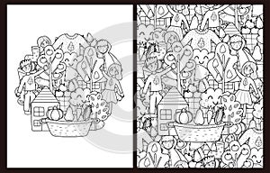 Doodle autumn coloring pages set in US Letter format. Fall season background