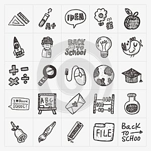 Doodle back to school icon set