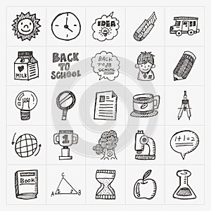 Doodle back to school icon set