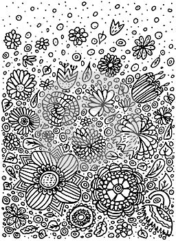 Pattern doodle coloring background in vector with doodles