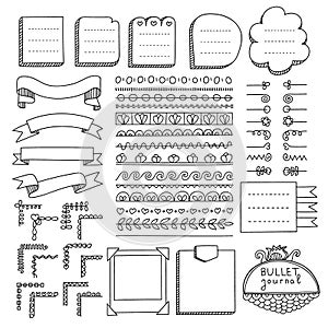 Doodle banners and others design elements for bullet journal