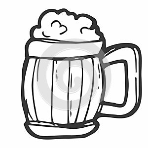 Doodle Beer Mug. Glas of beer. Pint of ale. Vector sketch