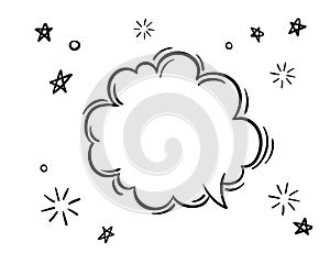 Doodle black and white hand drawn sketch Speach bubbles. Vector line art illustration