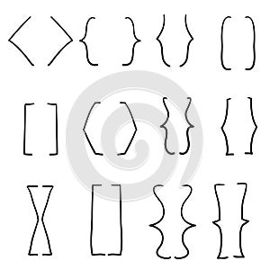 Doodle bracket set illustration vector handdrawn style