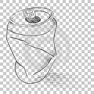 Doodle of Broken Soft Drink Can, with shadow, view from top