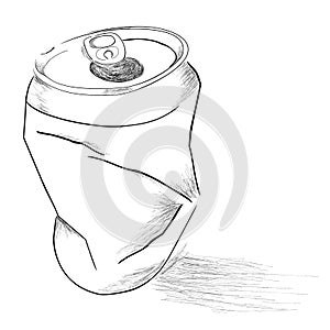 Doodle of Broken Soft Drink Can, with shadow, view from top