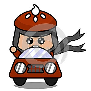 Doodle cake pie mascot costume driving a car