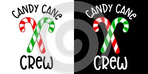 Doodle Candy Cane Crew For Merry Christmas Season hand drawn Design for t-shirt, greeting card or poster design Background Vector