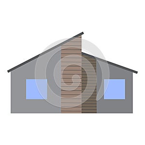 Doodle cartoon house. House exterior. Home entrance. Vector illustration. stock image.
