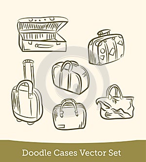 Doodle cases set isolated on white background. Vector
