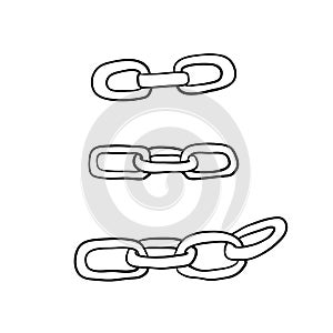 Doodle chain icon illustration with hand drawn doodle style