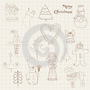 Doodle Christmas Design Elements - for scrapbook
