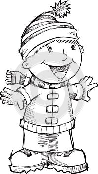 Doodle Christmas Singing Boy Vector