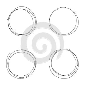 Doodle circle sketch isolated on white background. Grungy collection of the shapes for messages, notes