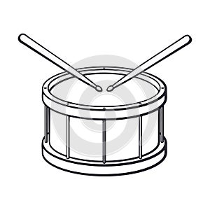 Doodle of classic wooden drum with drumsticks