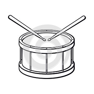 Doodle of classic wooden drum with drumsticks photo