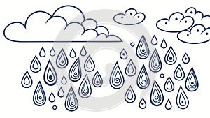 Doodle of Clouds and Falling Raindrops, vector design Generative AI