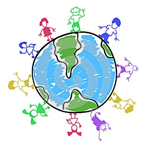 Doodle color kids around the world