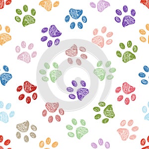 Doodle colorful paw print