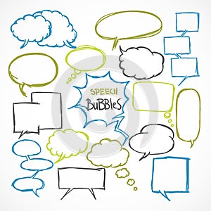 Doodle comic speech bubbles set photo