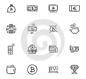 Doodle Cripto-currecy icons set