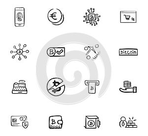 Doodle Cripto-currecy icons set